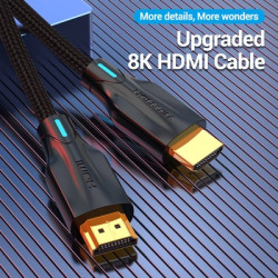 Кабель мультимедійний HDMI M to HDMI M 1.0m 8K cotton braided black Vention (AAUBF)