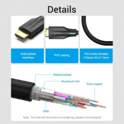 Кабель мультимедійний HDMI M to HDMI M 1.0m 8K cotton braided black Vention (AAUBF)