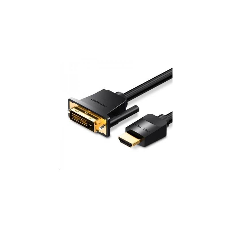 Кабель мультимедійний HDMI M to DVI M 1.0m black Vention (ABFBF)