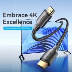 Кабель мультимедійний HDMI M to HDMI M 5.0m 4K cotton braided black Vention (ALLBJ)