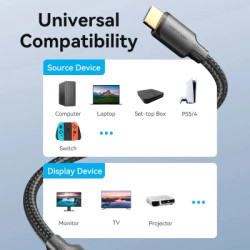 Кабель мультимедійний HDMI M to HDMI M 5.0m 4K cotton braided black Vention (ALLBJ)