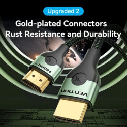 Кабель мультимедійний HDMI M to HDMI M 1.0m 8K ultra thin cotton braided green Vention (ALOGF)