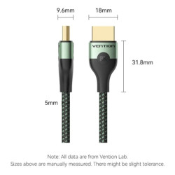 Кабель мультимедійний HDMI M to HDMI M 1.5m 8K ultra thin cotton braided green Vention (ALOGG)