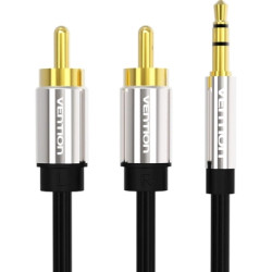 Кабель мультимедійний 3.5mm M to 2xRCA M 1.0m black Vention (BCFBF)