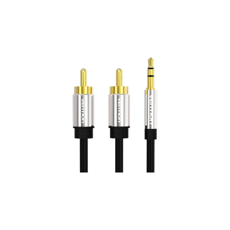 Кабель мультимедійний 3.5mm M to 2xRCA M 1.0m black Vention (BCFBF)
