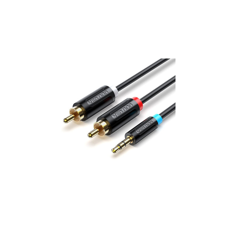 Кабель мультимедійний 3.5mm M to 2xRCA M 2.0m black Vention (BCLBH)