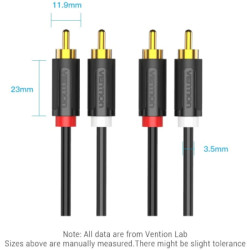 Кабель мультимедійний 2xRCA M to 2xRCA M 1.5m black Vention (BCMBG)