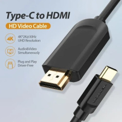 Кабель мультимедійний USB-C to HDMI M 1.5m black Vention (CGUBG)
