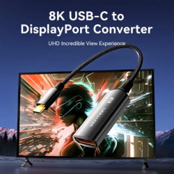 Кабель мультимедійний USB-C to DisplayPort M 0.25m 8K black Vention (CRGBC)