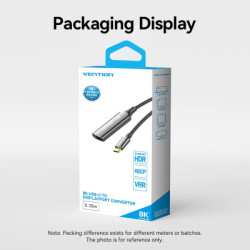 Кабель мультимедійний USB-C to DisplayPort M 0.25m 8K black Vention (CRGBC)