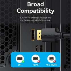 Кабель мультимедійний DisplayPort M to DisplayPort M 1.0m 4K black Vention (HAKBF)