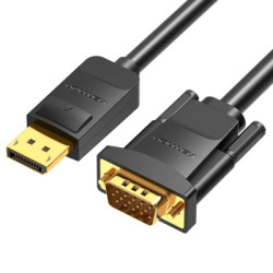 Кабель мультимедійний DisplayPort M to VGA M 1.5m black Vention (HBLBG)
