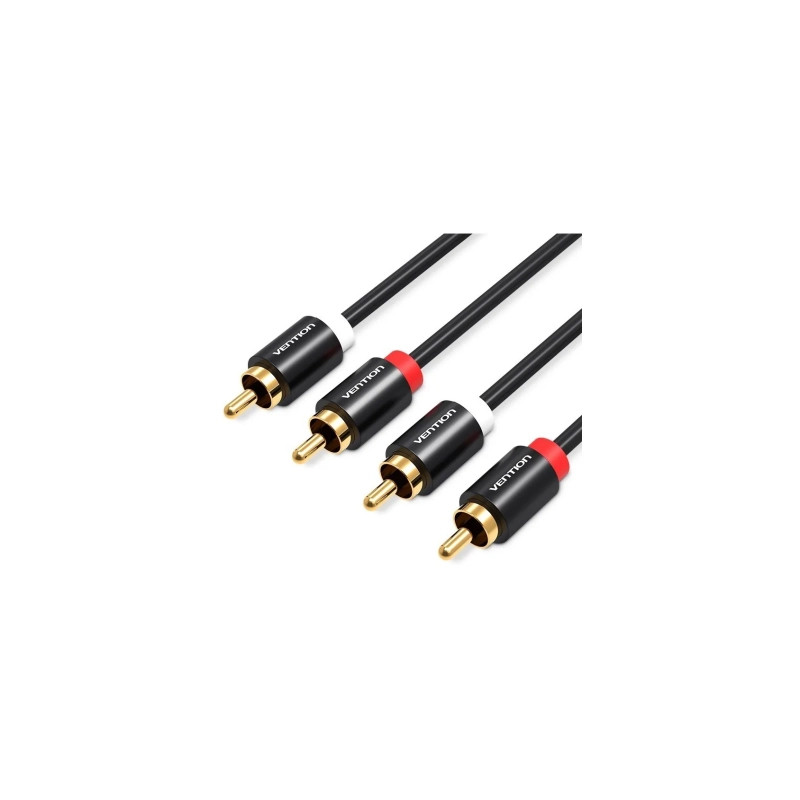 Кабель мультимедійний 2xRCA M to 2xRCA M 1.0m black Vention (VAB-R06-B100)