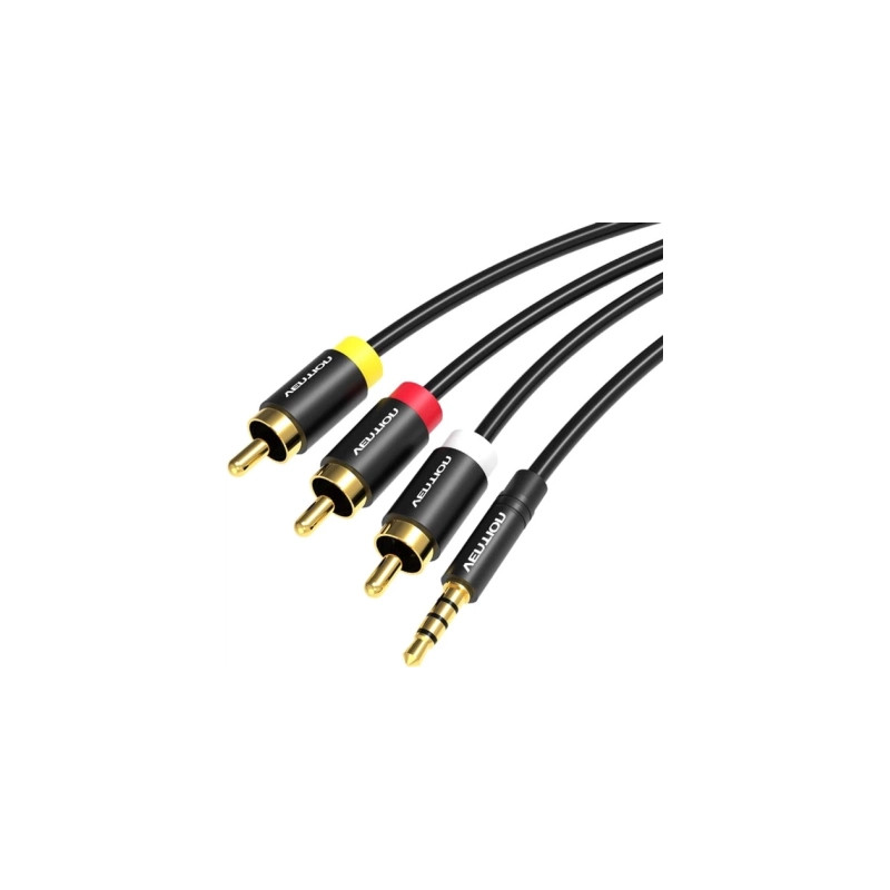 Кабель мультимедійний 3.5mm M to 3xRCA M 1.5m AV black Vention (VAB-R07-B150)