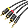 Кабель мультимедійний 3.5mm M to 3xRCA M 1.5m AV black Vention (VAB-R07-B150)