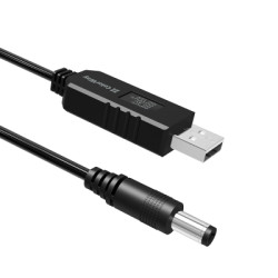 Кабель живлення USB to DC 5.5x2.5mm 12V 1.0m black ColorWay (CW-CBUD067-BK)