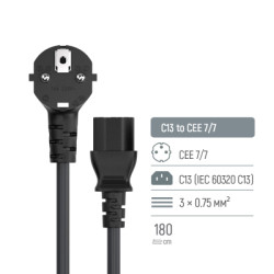 Кабель живлення C13 1.8m black ColorWay (CW-CBP082-BK)