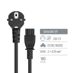 Кабель живлення C5 1.8m black ColorWay (CW-CBP083-BK)