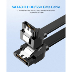 Кабель для передачі даних SATA 3 Data Cable 0.5m 90° corner US217 Black Ugreen (30797)