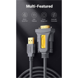 Кабель для передачі даних USB to COM M 2.0m DB9 RS-232 CR104 black Ugreen (20222)