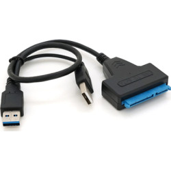 Перехідник USB 3.0 AM + USB 2.0 AM to SATA 0.1m for HDD/SSD black Voltronic (YT-C3.0+2.0-SATA/0.1)