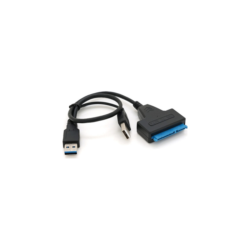 Перехідник USB 3.0 AM + USB 2.0 AM to SATA 0.1m for HDD/SSD black Voltronic (YT-C3.0+2.0-SATA/0.1)