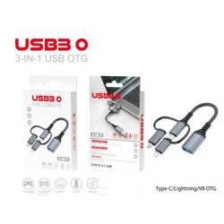 Перехідник OTG USB 3.0 AF to USB-C + Micro 5P + Lightning 0.11m 60W XoKo (XK-AC-155)