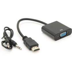Перехідник HDMI M to VGA F + Audio 0.1m 4K/2K black Voltronic (YT-C-HDMI(M)/VGA(F)+AUX-B)