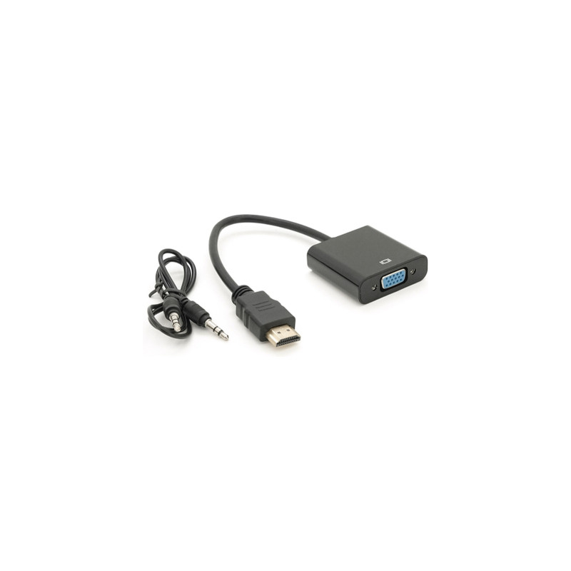 Перехідник HDMI M to VGA F + Audio 0.1m 4K/2K black Voltronic (YT-C-HDMI(M)/VGA(F)+AUX-B)