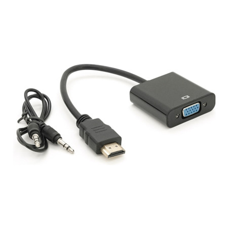 Перехідник HDMI M to VGA F + Audio 0.1m 4K/2K black Voltronic (YT-C-HDMI(M)/VGA(F)+AUX-B)