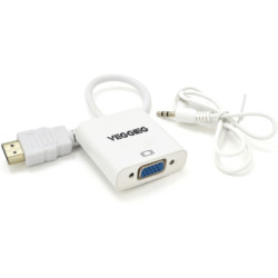 Перехідник HDMI M to VGA F + Audio 0.25m white VEGGIEG (YT-C-H-V2W)