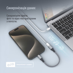 Перехідник USB-C M to Lightning F 0.17m gray ColorWay (CW-AD-CL)