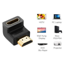 Перехідник HDMI M to HDMI F 90° corner Down HD112 black Ugreen (20109)