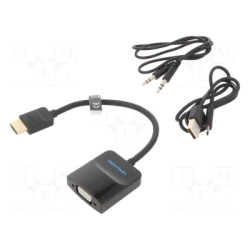 Перехідник HDMI M to VGA F + Micro USB F + 3.5mm F 0.15m black Vention (42161)
