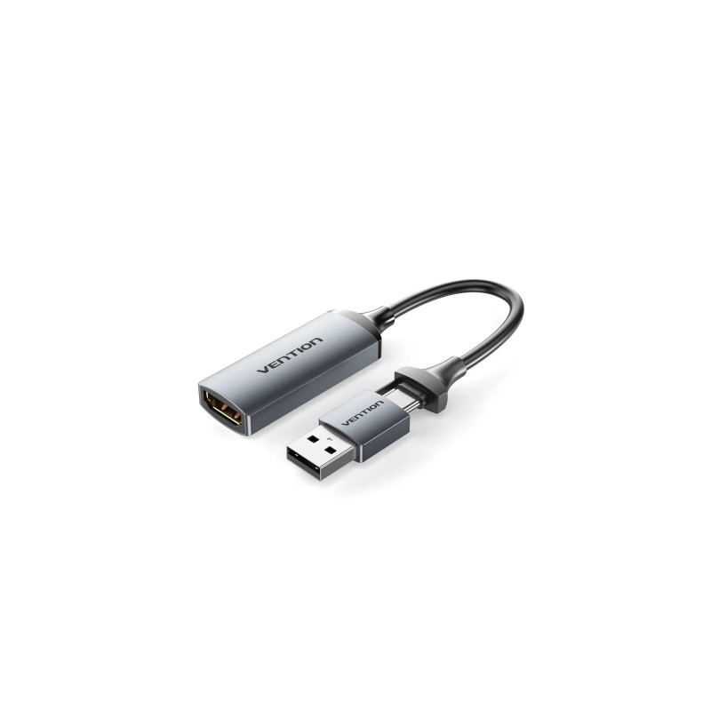 Перехідник USB-C + USB-A to HDMI M 0.1m video capture gray Vention (ACWHA)