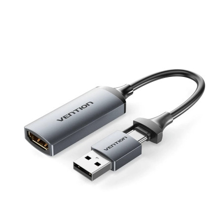 Перехідник USB-C + USB-A to HDMI M 0.1m video capture gray Vention (ACWHA)