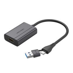 Перехідник USB-C + USB-A to HDMI M 0.15m gray Vention (ACYHB)