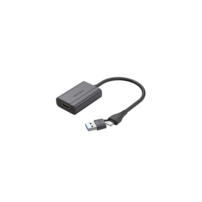Перехідник USB-C + USB-A to HDMI M 0.15m gray Vention (ACYHB)