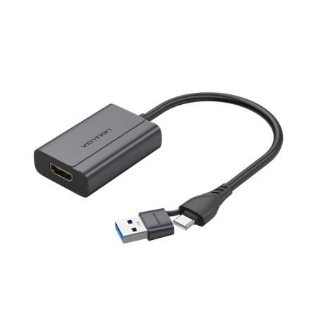 Перехідник USB-C + USB-A to HDMI M 0.15m gray Vention (ACYHB)
