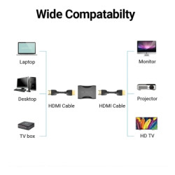 Перехідник HDMI F to HDMI F black Vention (AIRB0)