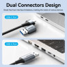 Перехідник USB-C + USB A to RJ45 Ethernet 1000Mbps 0.15m aluminum gray Vention (CFQHB)