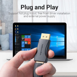 Перехідник DisplayPort M to HDMI F black Vention (HBOB0)