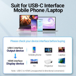 Перехідник USB-C to HDMI 0.15m black Vention (TDCBB)