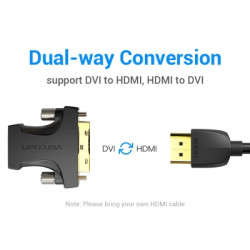 Перехідник HDMI F to DVI M 24+1pin black Vention (AILB0)