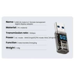 Перехідник USB 3.2 AM to USB-C F 10Gbps QC 36W PD60W with display XoKo (AC-230TCU)