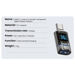 Перехідник OTG USB 3.2 AF to USB-C M 10Gbps QC 36W with display XoKo (AC-322UTC)