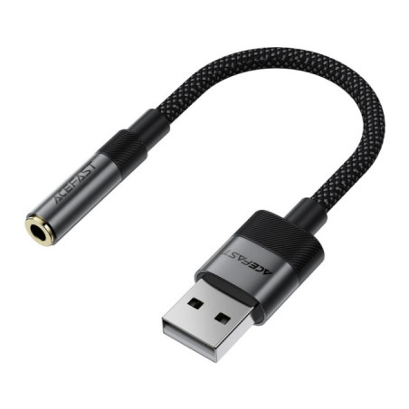 Перехідник USB AM to 3.5mm F 0.15m black Acefast (6974316285298)