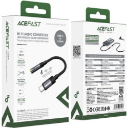 Перехідник USB-C to 3.5mm F 0.15m DAC audio black Acefast (6974316285281)