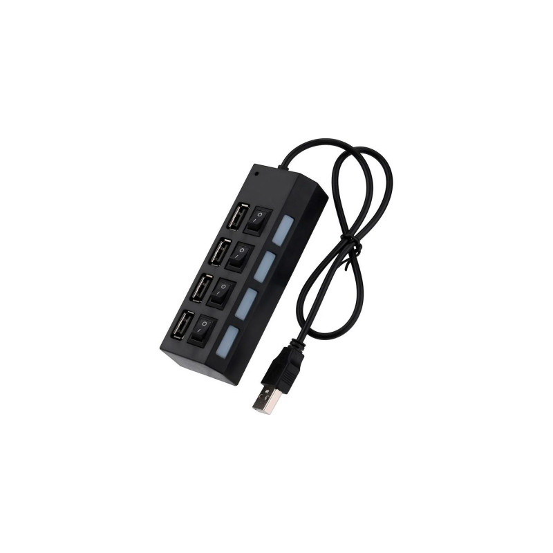 Концентратор Voltronic USB 2.0 to 4xUSB with switches black (YT-HWS4HS-B)