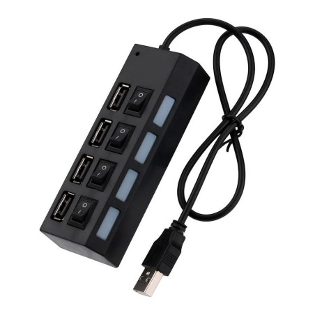 Концентратор Voltronic USB 2.0 to 4xUSB with switches black (YT-HWS4HS-B)